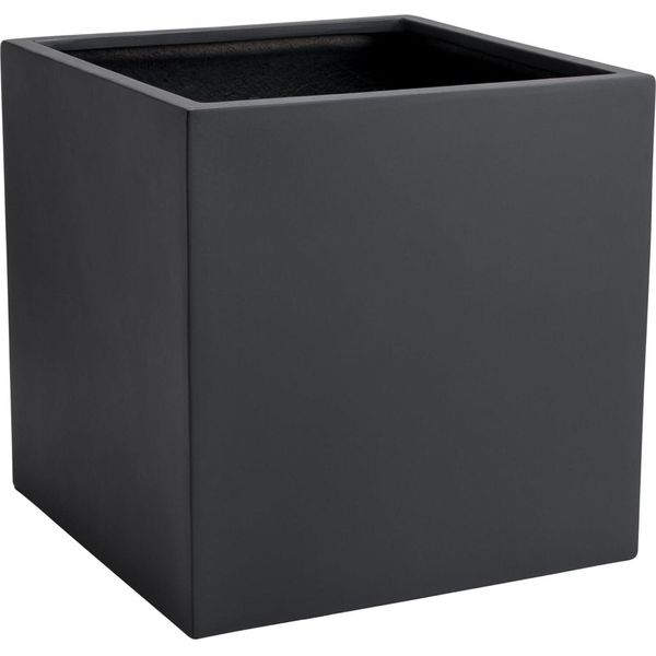 Vivanno Fioriera In Vetroresina Block Cubo, Antracite Opaco - 50X50X50 Cm-image