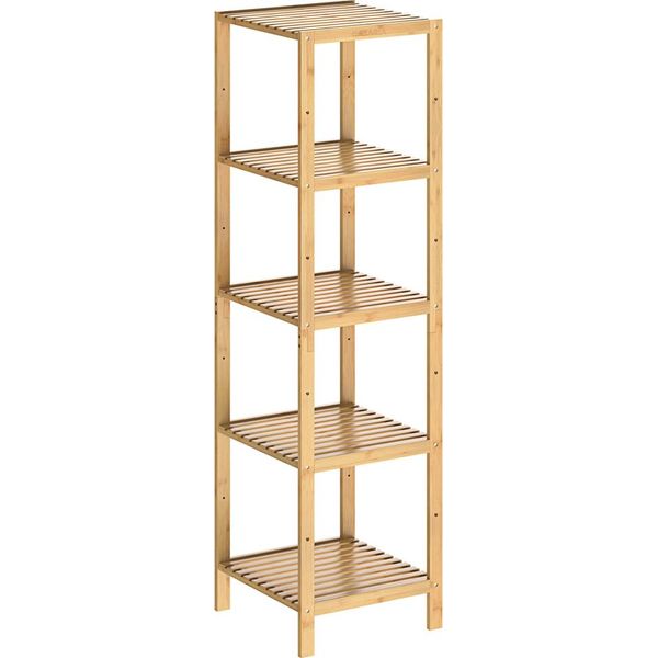 Casaria Scaffale Per Bagno In Bambù 5 Ripiani Cucina Scarpiera Salvaspazio Scaffali A Colonna Mobili Bagno In Legno-image
