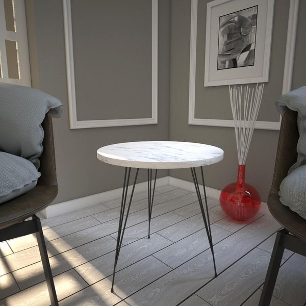 Skye Decor, Sandalf - Marmo, Tavolino, Bianco, 100 % Pannello Di Legno Rivestito Di Melamina, 40 X 40 X 44 Cm-image