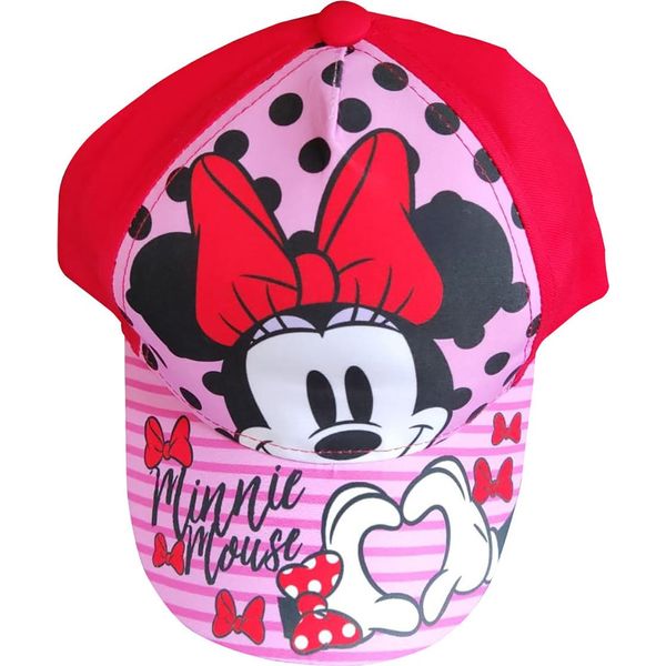 Disney Minnie Mouse Cappello Base Mantello Minnie Mouse Fiocchi Puntini Cuore Per Bambini Rosso Taglia 52-image