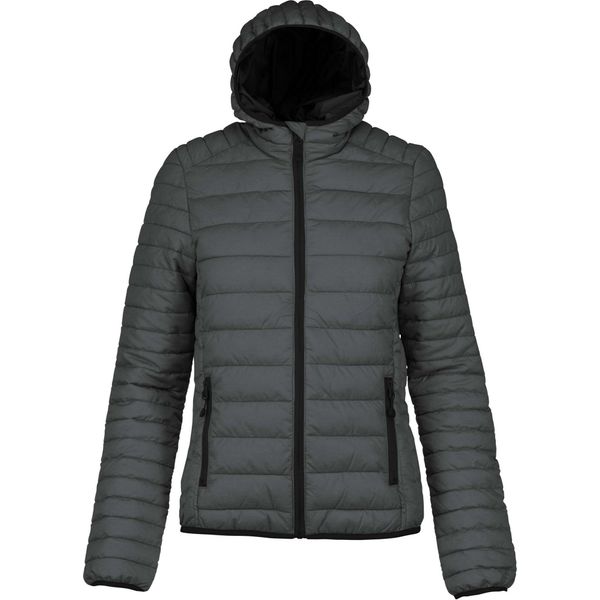 Kariban Giacca Trapuntata Leggera Con Cappuccio Da Donna PC3407 (M) (Grigio Scuro Screziato)-image