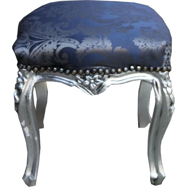 Casa Padrino Sgabello Barocco Modello Blu Reale / Altezza Argento - Mobili Barocchi-image