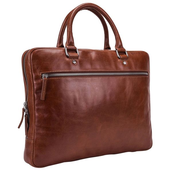 Leonhard Heyden Pelle Borsa Da Ufficio Con Scomparto Per Laptop Cambridge Zipped Briefcase 1 Compartment Cognac Marrone-image