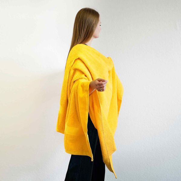 Set Di Asciugamani In Spugna Carli - 100% Cotone - Oekotex 500 Gsm - Asciugamano Da Bagno In Spugna - Asciugamano Da Bagno, Asciugamano Da Bagno Grande 100X150 Cm- Giallo-image