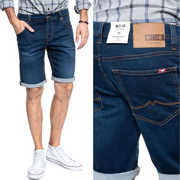 Mustang Uomo, Pantaloncini Chicago Short, Slim Fit, W40, Blu, Pantaloncini, Pantaloni,-image