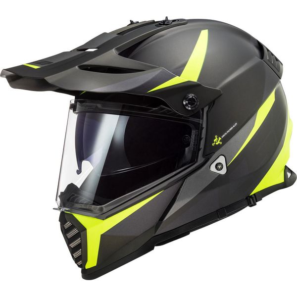 Casco Da Motocross LS2 MX436 Pioneer Evo Router, Nero Opaco/Neon, Xs (53/54)-image