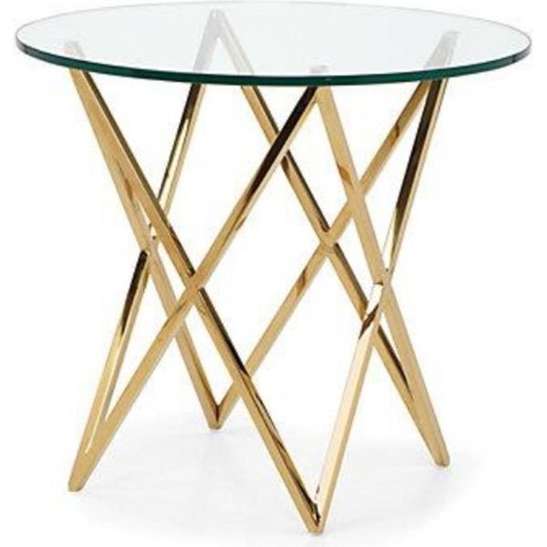 Tavolino Casa Padrino Finitura Ottone Oro / Vetro 53 X H 66 Cm - Collezione Hotel-image