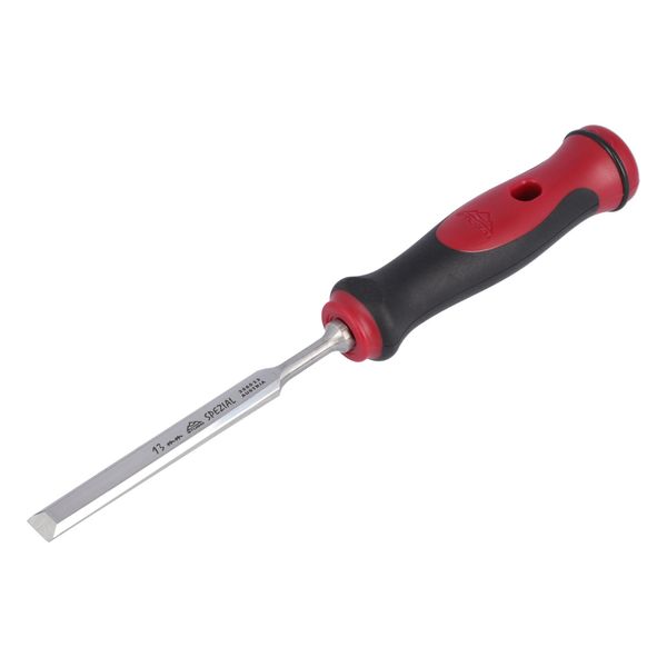 Scalpello Con Manico Rosso-Nero 2K, 13 Mm, Scalpello Professionale Stubai Per Una Lavorazione Precisa Del Legno, Scalpello Per Falegnami E Carpentieri-image