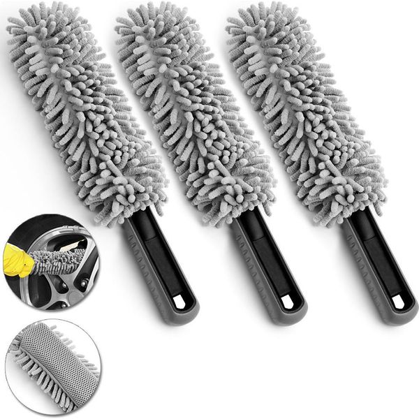 Monzana Set 3X Spazzole Per Cerchioni Microfibra Setole Morbide Per Tutti I Cerchi Di Auto E Moto-image