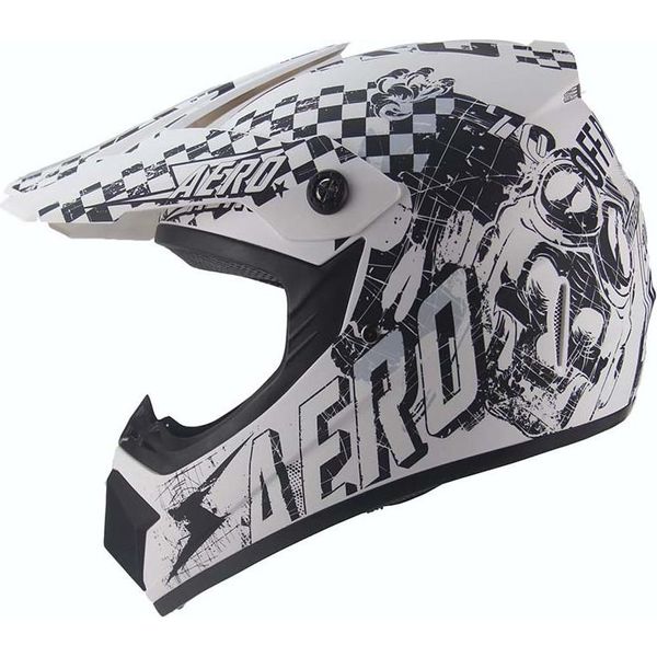 Casco Cross Casco Per Bambini Moto Motocross Scheletro Bianco Nero Opaco Taglia L-image