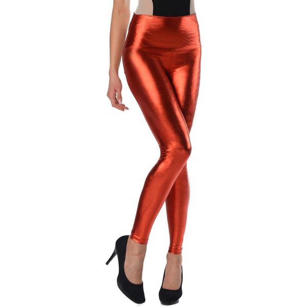 Leggings Wet-Look Schwarz Silber Gold Glanz Legings Gr. S M L Xl Xxl Xxxl Rot-image