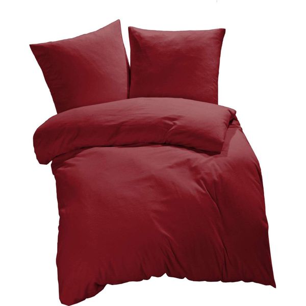 EtÉRea Biancheria Da Letto In Microfibra 135X200Cm + 40X80Cm - Copripiumino Per Tutte Le Stagioni Tinta Unita - Set Di Biancheria Da Letto Con Cuscino 135X200Cm Copripiumino + 40X80Cm Federa Microfibra Green - Bordeaux-image