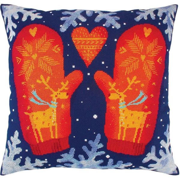 Cuscino A Punto Croce Rto "Mittens"" CU012, Schema Contato, 40X40 Cm"-image