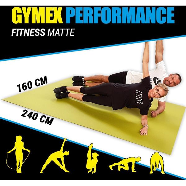 Gymex Performance Fitness Mat Xxl, Extra Large, Arrotolabile, Per Yoga, Sport E Fitness 240X160Cm Verde-image