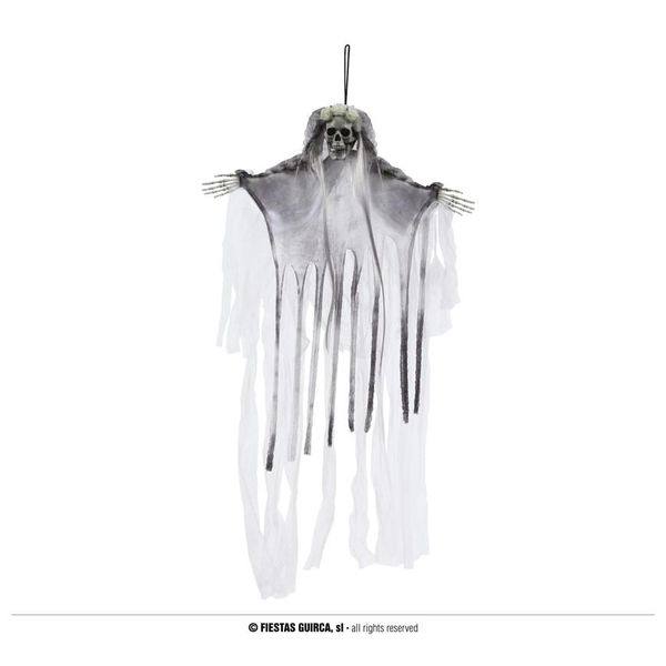 Scheletro Ghost Bride Halloween Decoration Party Spooky Hanging Figure Scary Decoration Scary Bride Haunting Skeleton Bride Ghostly Hanging Horror Decoration, Colore: Grey-image