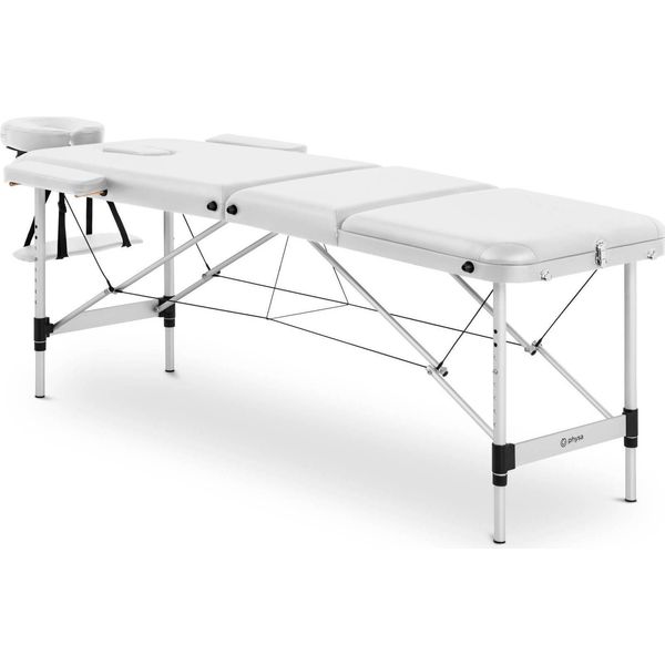Physa Lettino Da Massaggio Pieghevole - 3 Zone - 185 X 60 X 59 - 80 Cm - 180 Kg - Bianco-image
