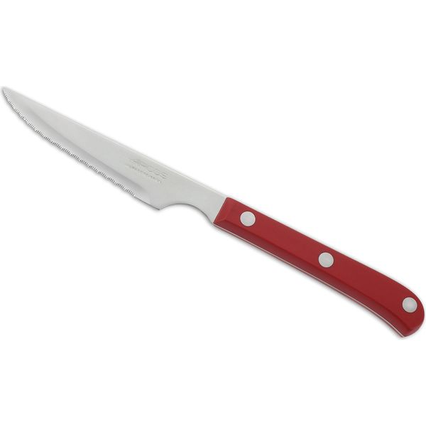 Coltello Da Tavola Arcos 374822 Monoblocco In Acciaio Inox Monopezzo, Colore Rosso Mango E Lama Di 11 Cm In Scatola-image