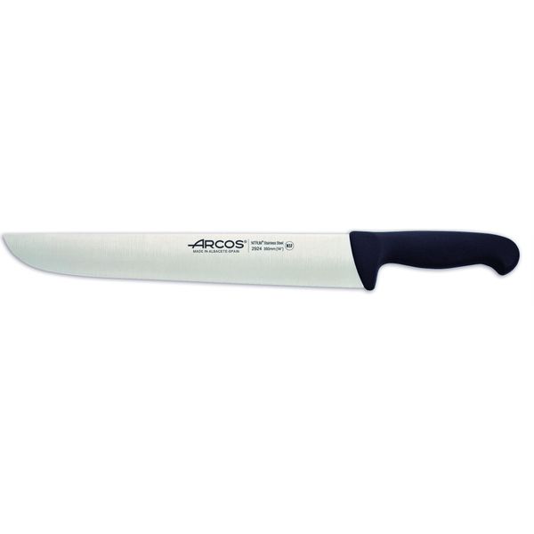 Coltello Da Macellaio Arcos Color - Prof 292425 In Acciaio Inox Nitrum E Mango Lama Ergonomica In Polipropilene Nero E Lama Da 35 Cm, Vetrinetta-image