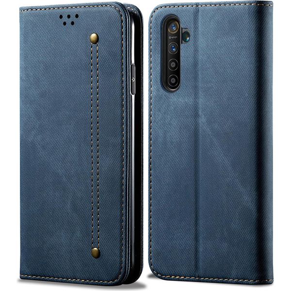 Oppo Realme X50 Pro Custodia, Laimtop Denim Pelle Portafoglio Chiusura Magnetica Flip Bookstyle Custodia Protettiva Con Stand Per Oppo Realme X50 Pro Oppo Realme X50 Pro Blu-image