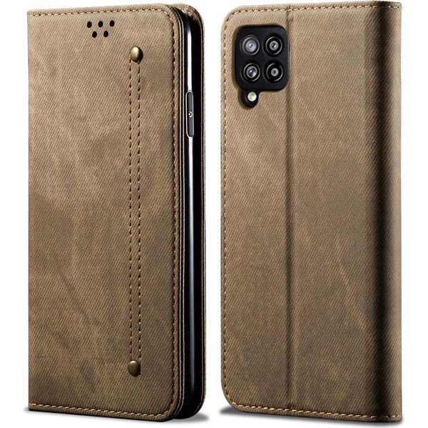 Custodia Galaxy A42 5G, Laimtop Denim Pelle Portafoglio Chiusura Magnetica Flip Bookstyle Custodia Protettiva Con Funzione Stand Per Samsung Galaxy A42 5G Khaki-image