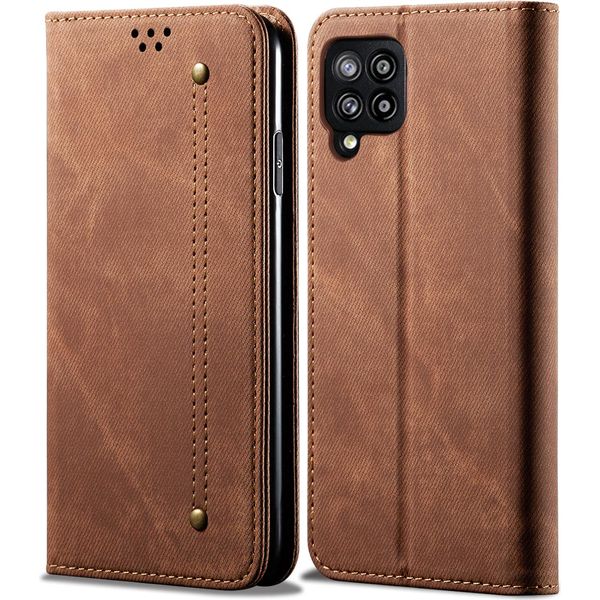 Custodia Galaxy A42 5G, Laimtop Denim Pelle Portafoglio Chiusura Magnetica Flip Bookstyle Custodia Protettiva Con Funzione Stand Per Samsung Galaxy A42 5G Marrone-image