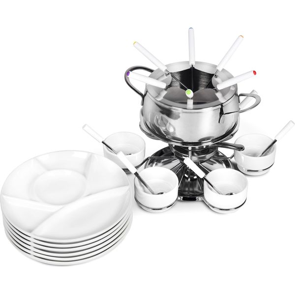 Ribelli Fondue Set 28 Pcs Set Per Fonduta, Acciaio Inox, Diametro 16 Cm - B-Buono Molto Buono-image
