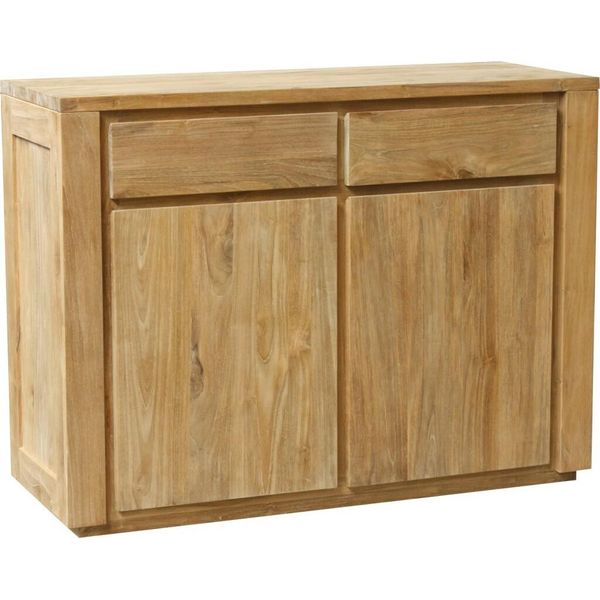 Credenza Design Teako Teak 150X115Cm Trosa In Legno Massiccio Resistente Alle Intemperie Senza Maniglie 2 Ante 2 Cassetti-image