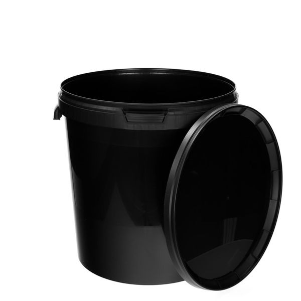 Benbow Secchio Con Coperchio 30L X10 Nero - Sicuro Per Gli Alimenti, Robusto, Ermetico, A Prova Di Perdite, Inodore - Secchio In Plastica - Vuoto-image