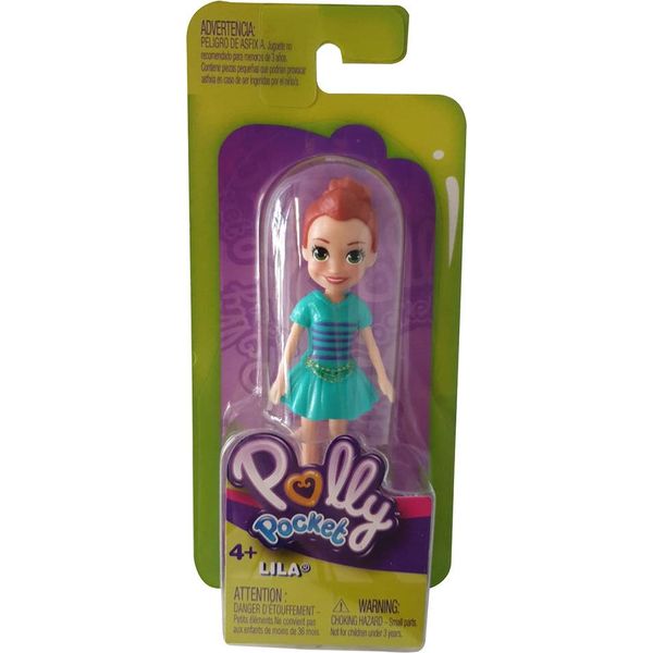 Bambola Singola Polly Pocket Lila Con Gonna Turchese E Strisce FWY22-image