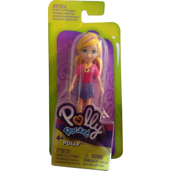 Bambola Singola Polly Pocket Polly Con Vestito Rosa E Strisce GDK97-image
