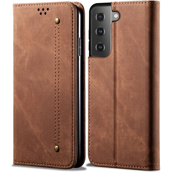 Custodia Galaxy S21 Fe 5G, Custodia In Pelle A Portafoglio Flip Bookstyle Con Funzione Stand Per Samsung Galaxy S21 Fe 5G Marrone-image