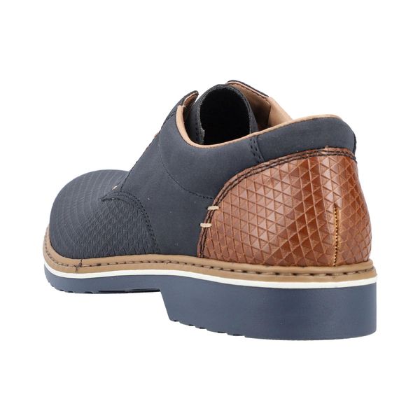 Rieker Uomo Scarpa Bassa Stringata Extra Larga Leggera Motivo Geometrico 16504, Dimensione:43 Eu, Colore:Blu-image