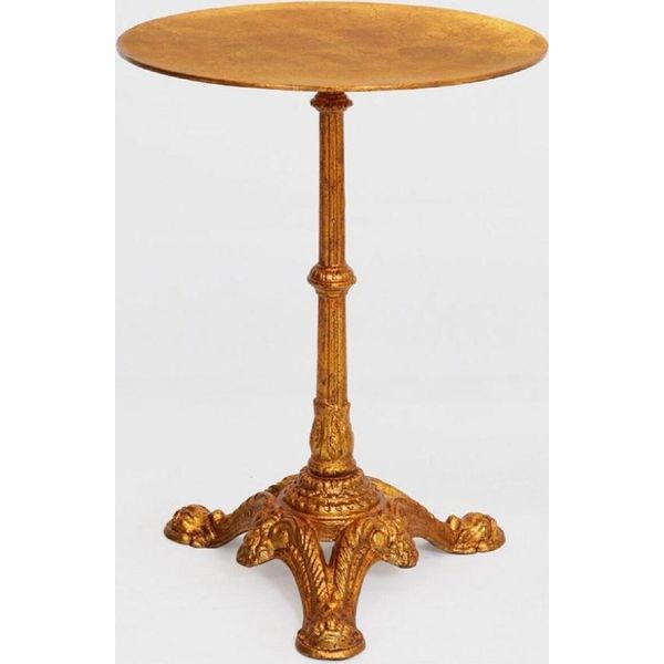 Casa Padrino Tavolino Barocco Oro Antico Ø 50 X H. 66 Cm - Tavolo Rotondo In Legno Massiccio - Mobili Barocchi-image
