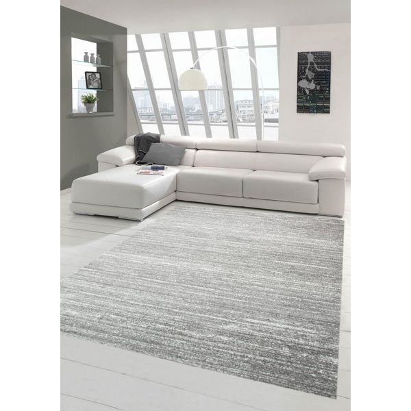 Tappeto Di Design E Moderno Tappeto Per Il Soggiorno A Pelo Corto A Tinta Unita In Grigio Dimensioni - 160 X 230 Cm-image