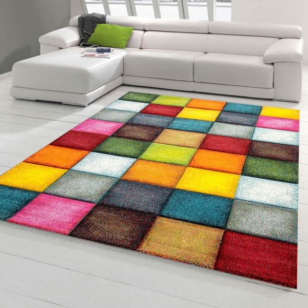 Tappeto Moderno Tappeto Soggiorno Check Design Multicolore Dimensioni - 120 X 170 Cm-image