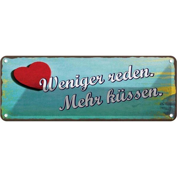 Vianmo Insegna Di Latta 10X27 Cm Weniger Reden Mehr KüSsen Herz-image