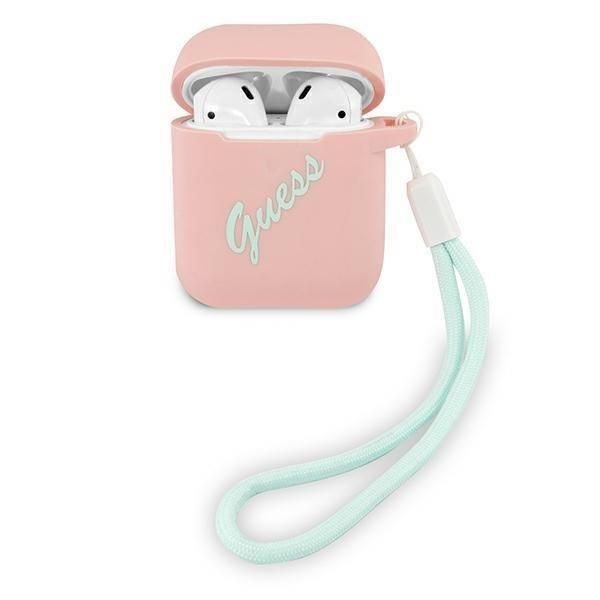 Guess Guaca2Lsvspg Airpods 1/2 Cover RóżOwo Zielony/Rosa Verde Silicone Vintage-image