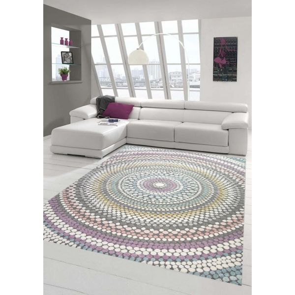 Tappeto Moderno Per Il Soggiorno Tappeto Arcobaleno Colori Pastello Dimensioni - 160 X 230 Cm-image