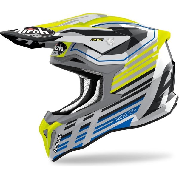 Casco Da Motocross Airoh Strycker Shaded Carbon, Giallo, Xs (53/54)-image
