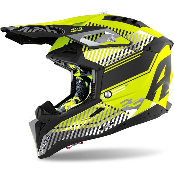 Casco Motocross Airoh Aviator 3 Wave Carbon, Giallo Opaco, Xs (53/54)-image