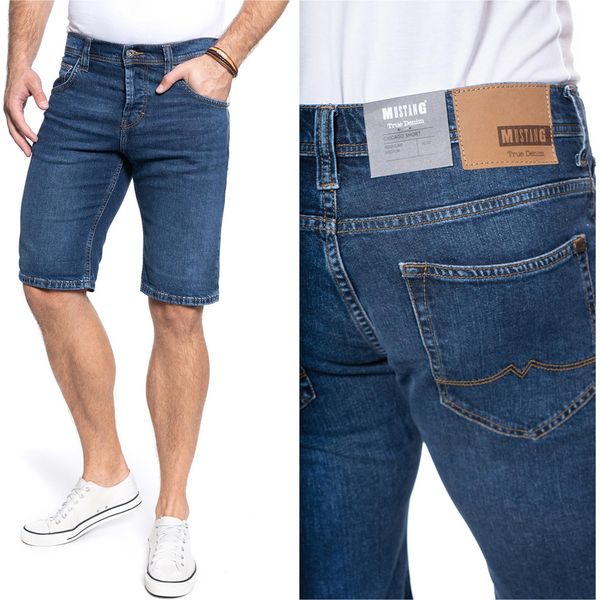 Mustang Uomo, Pantaloncini Chicago Short, Slim Fit, W30, Blu, Pantaloncini, Pantaloni,-image
