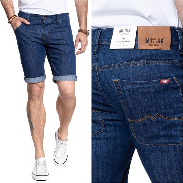 Mustang Herren, Pantaloncini 5 Tasche, Vestibilità Regolare, W28, Blau, Kurze, Hosen,-image