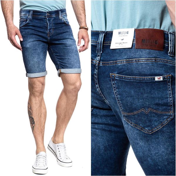 Mustang Uomo, Pantaloncini Chicago Short, Vestibilità Regolare, W33, Blu, Corti, Pantaloni,-image