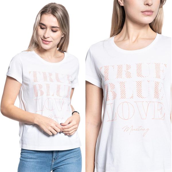 Mustang Damen, Maglietta Alina C Print, S, Weiß, Sport, Tshirt, Camicia-image