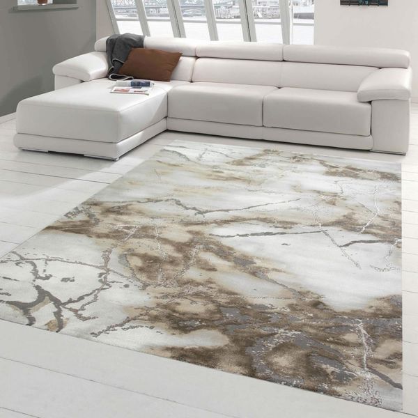 Tappeto In Marmo Con Fibre Lucide In Beige Dimensioni - 160 X 230 Cm-image