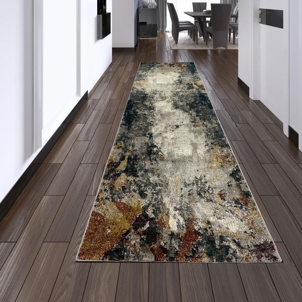 Tappeto Moderno Con Disegno Astratto | Facile Da Pulire | Multicolore Dimensioni - 80 X 300 Cm-image