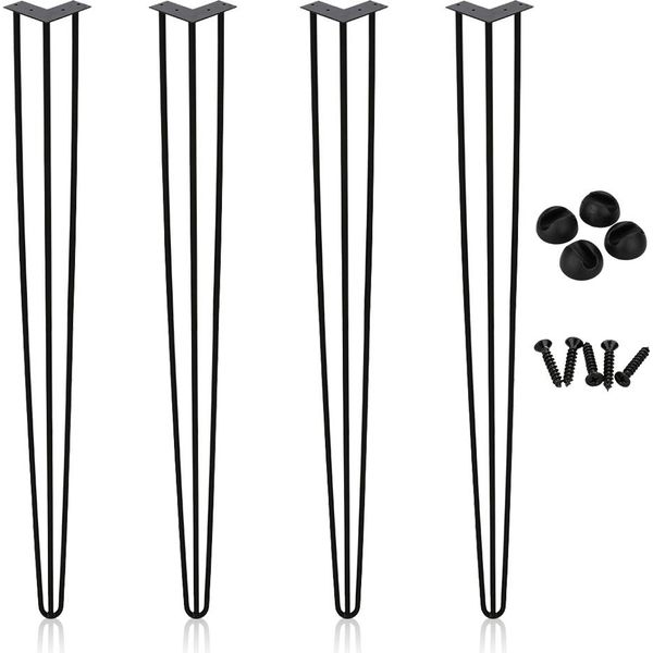 Clanmacy 3 Bar Gambe Del Tavolo In Metallo Nero Corridori Tavolo Forcina Gamba Del Tavolo 12 Mm, Gambe In Acciaio Forcina, 4 Pezzi Gamba, 72 Cm-image