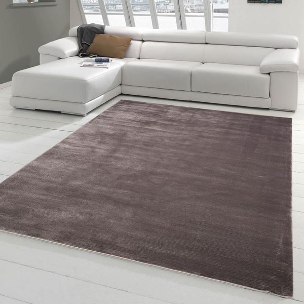 Tappeto Moderno A Pelo Corto Tappeto Di Design A Tinta Unita Marrone Dimensioni - 160 X 230 Cm-image