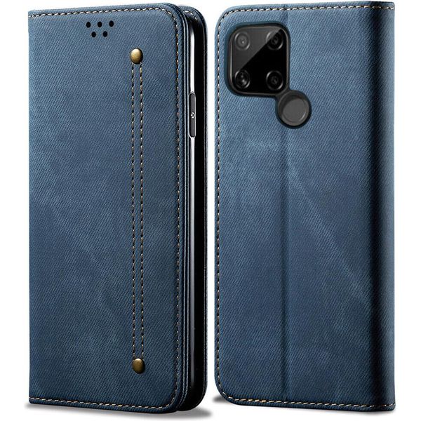 Custodia Oppo Realme C21, Custodia In Pelle Con Chiusura Magnetica E Supporto Per Oppo Realme C21 Blu-image