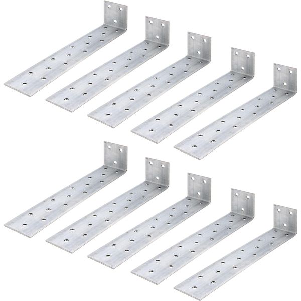 Alberts 847340 Ancoraggio Piatto In Acciaio Per Calcestruzzo, Zincato Sendzimir, Per Il Fissaggio Nel Calcestruzzo, 205 X 40 X 40 Mm, Set Da 10-image